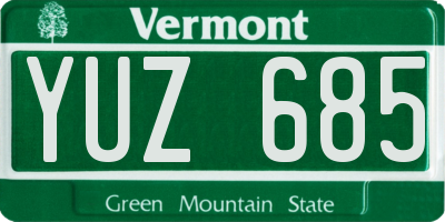 VT license plate YUZ685