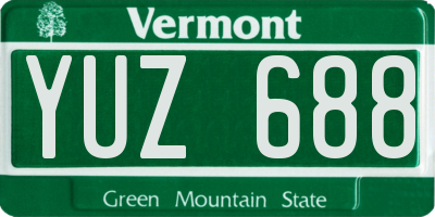 VT license plate YUZ688