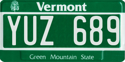 VT license plate YUZ689