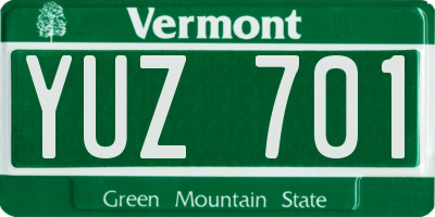 VT license plate YUZ701