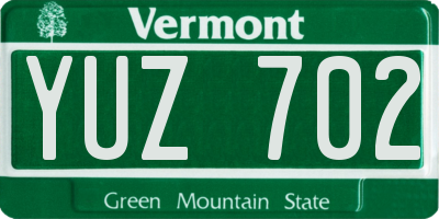VT license plate YUZ702