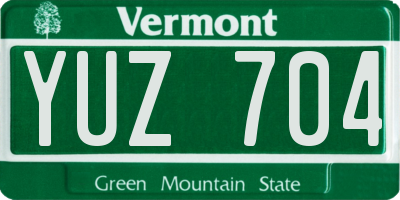 VT license plate YUZ704