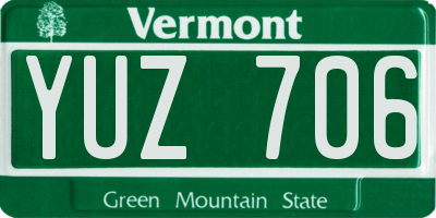 VT license plate YUZ706