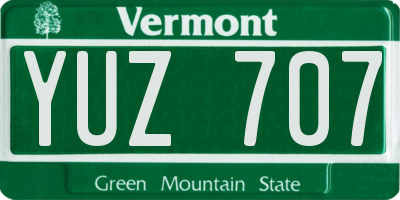 VT license plate YUZ707