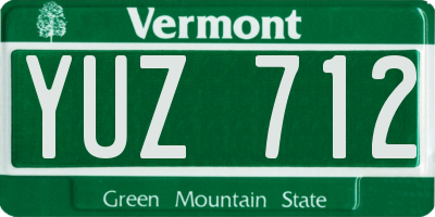 VT license plate YUZ712