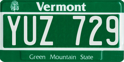 VT license plate YUZ729