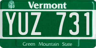 VT license plate YUZ731