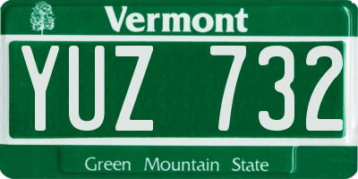 VT license plate YUZ732