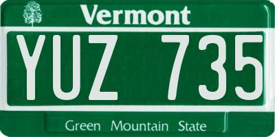 VT license plate YUZ735