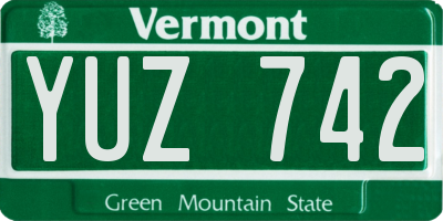 VT license plate YUZ742