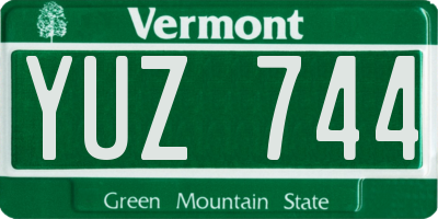 VT license plate YUZ744
