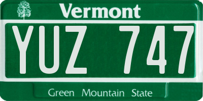 VT license plate YUZ747