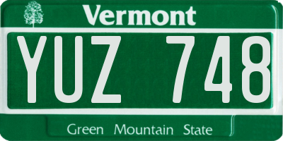 VT license plate YUZ748