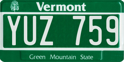 VT license plate YUZ759