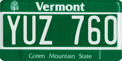 VT license plate YUZ760