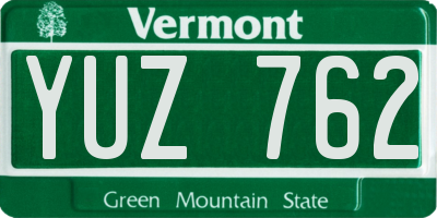 VT license plate YUZ762
