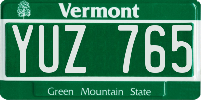 VT license plate YUZ765