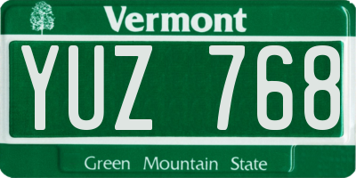VT license plate YUZ768