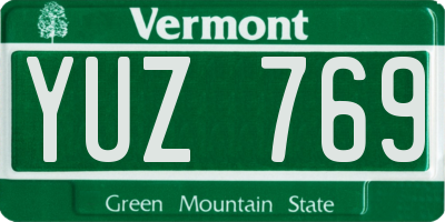 VT license plate YUZ769