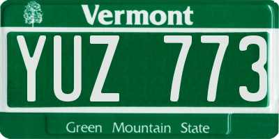 VT license plate YUZ773