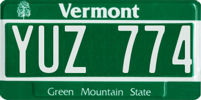 VT license plate YUZ774