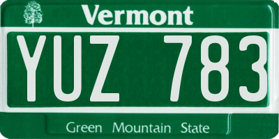 VT license plate YUZ783