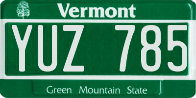 VT license plate YUZ785