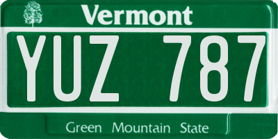 VT license plate YUZ787