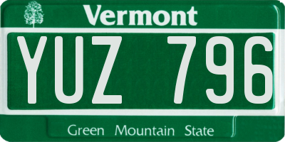 VT license plate YUZ796