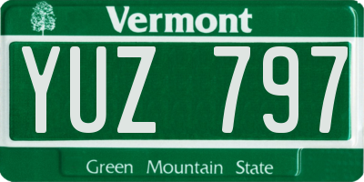 VT license plate YUZ797