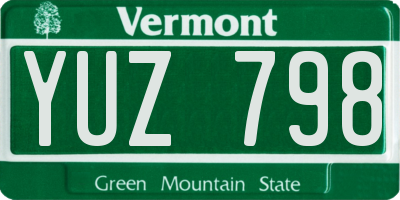 VT license plate YUZ798