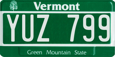 VT license plate YUZ799
