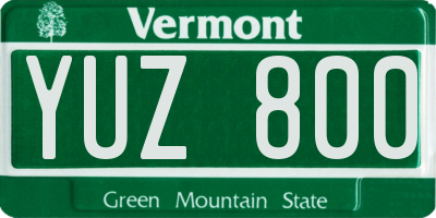 VT license plate YUZ800