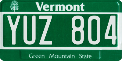 VT license plate YUZ804