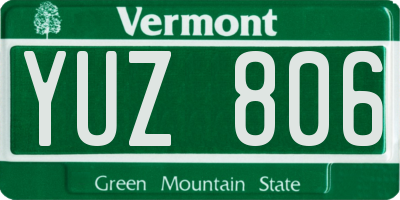 VT license plate YUZ806