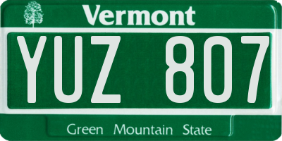 VT license plate YUZ807