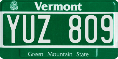 VT license plate YUZ809