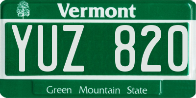 VT license plate YUZ820