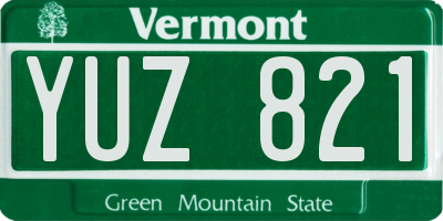 VT license plate YUZ821