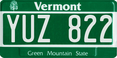 VT license plate YUZ822