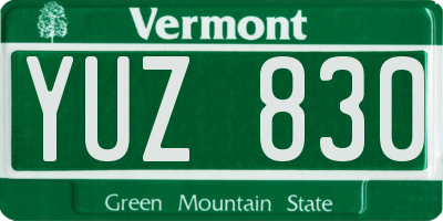 VT license plate YUZ830