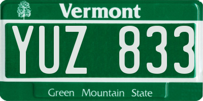 VT license plate YUZ833