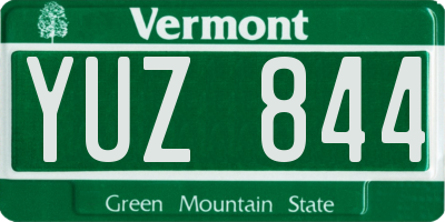 VT license plate YUZ844