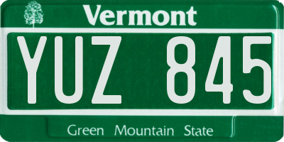 VT license plate YUZ845