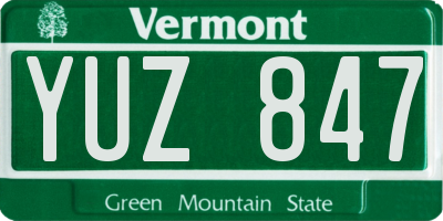 VT license plate YUZ847