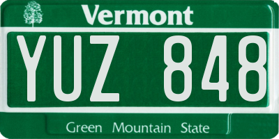 VT license plate YUZ848