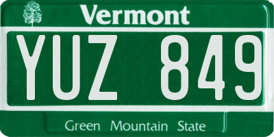 VT license plate YUZ849
