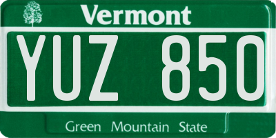 VT license plate YUZ850