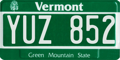 VT license plate YUZ852