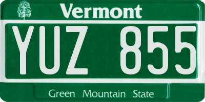 VT license plate YUZ855